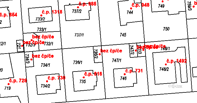 Praha 40463834 na parcele st. 736/2 v KÚ Kyje, Katastrální mapa