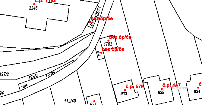 Třebíč 44137834 na parcele st. 1719 v KÚ Podklášteří, Katastrální mapa