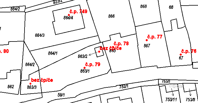 Bystřice nad Pernštejnem 44143834 na parcele st. 863/2 v KÚ Bystřice nad Pernštejnem, Katastrální mapa