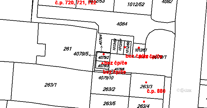 Brno 45584834 na parcele st. 4079/2 v KÚ Komín, Katastrální mapa
