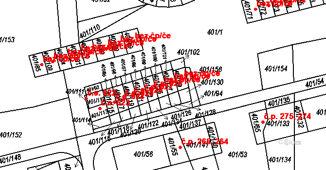 Bílina 49872834 na parcele st. 401/125 v KÚ Bílina-Újezd, Katastrální mapa