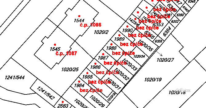 Velké Bílovice 50345834 na parcele st. 1987 v KÚ Velké Bílovice, Katastrální mapa