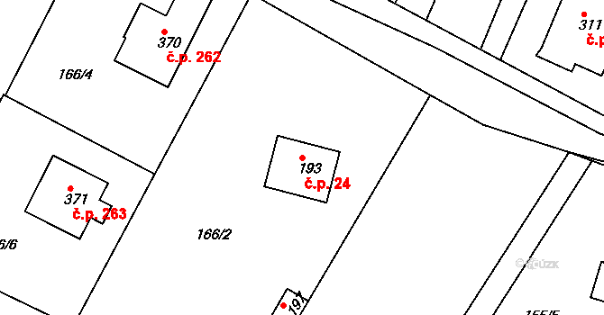Čimelice 24 na parcele st. 193 v KÚ Čimelice, Katastrální mapa
