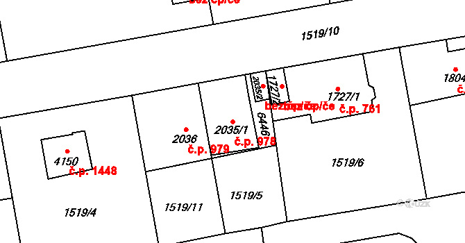 Beroun-Město 978, Beroun na parcele st. 2035/1 v KÚ Beroun, Katastrální mapa