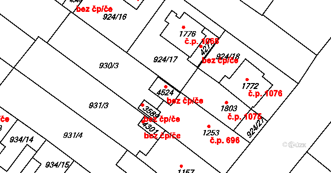 Hradec Králové 78853834 na parcele st. 4524 v KÚ Pražské Předměstí, Katastrální mapa