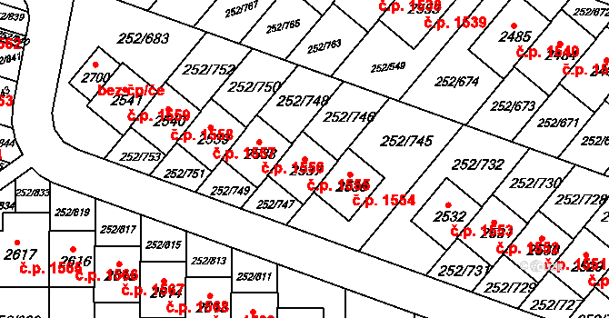 Rosice 1555 na parcele st. 2537 v KÚ Rosice u Brna, Katastrální mapa