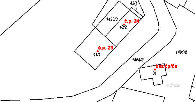 Malá Černoc 23, Blšany na parcele st. 41/1 v KÚ Malá Černoc, Katastrální mapa