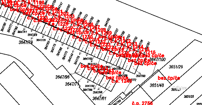 Znojmo 97147834 na parcele st. 3647/87 v KÚ Znojmo-město, Katastrální mapa