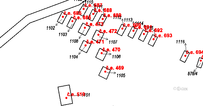 Štítary 470 na parcele st. 1106 v KÚ Štítary na Moravě, Katastrální mapa
