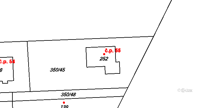 Otryby 55, Soběšín na parcele st. 252 v KÚ Soběšín, Katastrální mapa