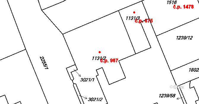 Šumperk 967 na parcele st. 1131/2 v KÚ Šumperk, Katastrální mapa