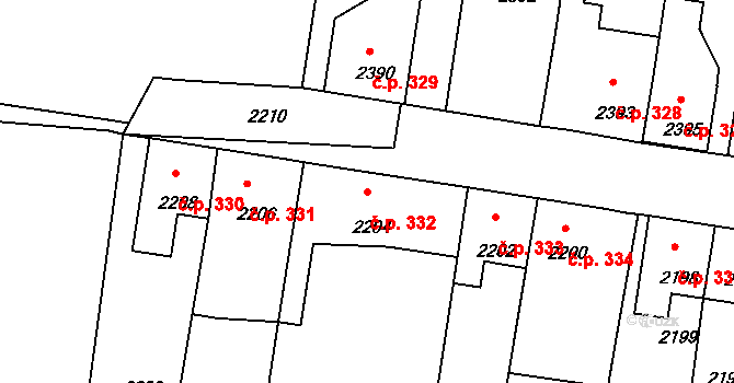 Mimoň I 332, Mimoň na parcele st. 2204 v KÚ Mimoň, Katastrální mapa