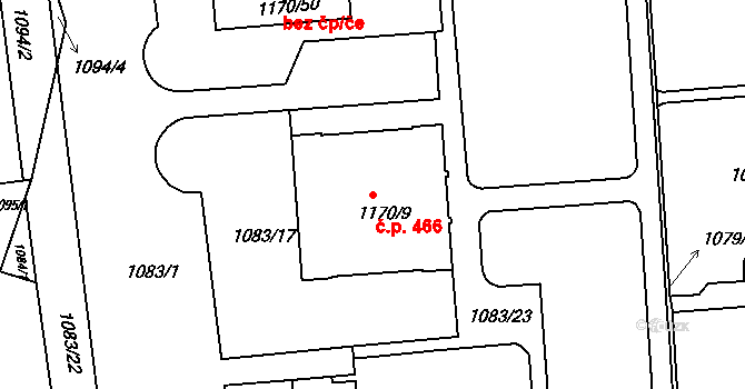 Podmoklice 466, Semily na parcele st. 1170/9 v KÚ Semily, Katastrální mapa