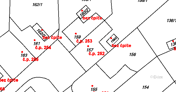 Miřetice u Klášterce nad Ohří 252, Klášterec nad Ohří na parcele st. 157 v KÚ Miřetice u Klášterce nad Ohří, Katastrální mapa