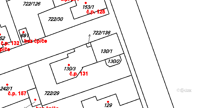 Struhařov 131 na parcele st. 130/3 v KÚ Struhařov u Mnichovic, Katastrální mapa