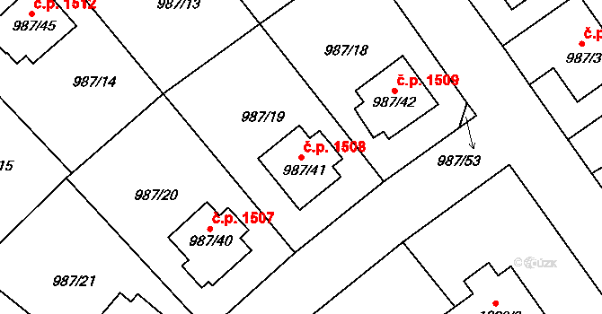 Turnov 1508 na parcele st. 987/41 v KÚ Turnov, Katastrální mapa