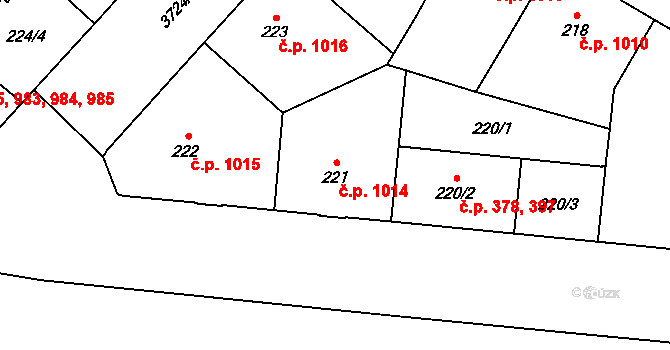 Libeň 1014, Praha na parcele st. 221 v KÚ Libeň, Katastrální mapa