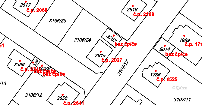 Dvůr Králové nad Labem 2027 na parcele st. 2615 v KÚ Dvůr Králové nad Labem, Katastrální mapa
