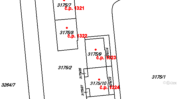 Nové Město 1323, Karviná na parcele st. 3175/9 v KÚ Karviná-město, Katastrální mapa