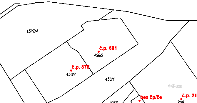 Rotava 681 na parcele st. 456/3 v KÚ Rotava, Katastrální mapa