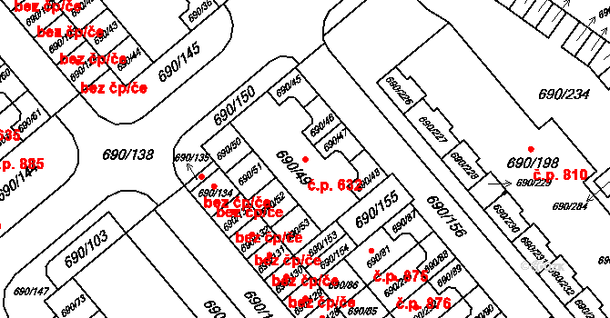 Liberec XII-Staré Pavlovice 632, Liberec na parcele st. 690/49 v KÚ Staré Pavlovice, Katastrální mapa