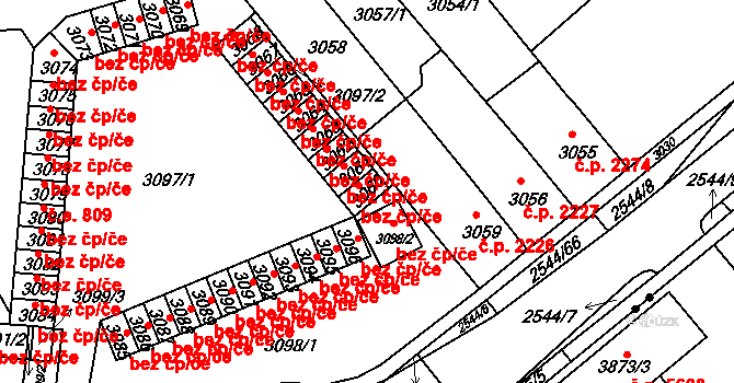 Chomutov 658 na parcele st. 3060 v KÚ Chomutov II, Katastrální mapa