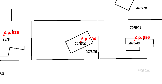 Libušín 904 na parcele st. 2078/50 v KÚ Libušín, Katastrální mapa