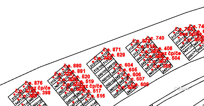 Vyškov-Předměstí 871, Vyškov na parcele st. 313/157 v KÚ Vyškov, Katastrální mapa