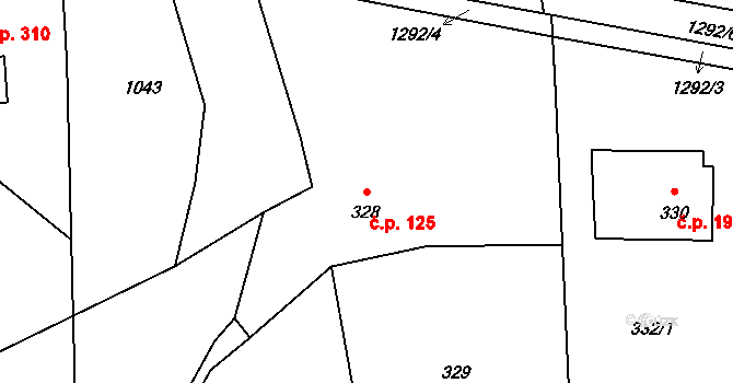 Neveklov 125 na parcele st. 328 v KÚ Neveklov, Katastrální mapa
