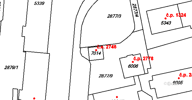 Cheb 2746 na parcele st. 7014 v KÚ Cheb, Katastrální mapa