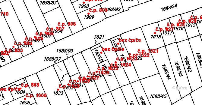 Cheb 38783835 na parcele st. 1628/2 v KÚ Cheb, Katastrální mapa