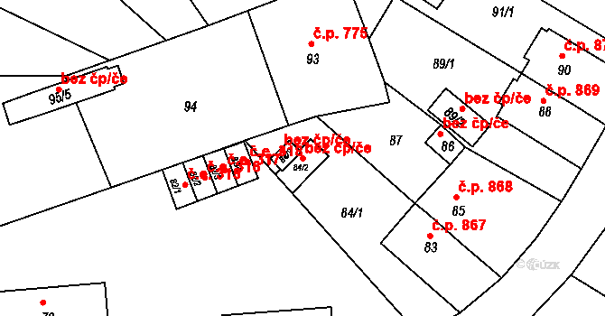 Jirkov 39072835 na parcele st. 84/2 v KÚ Jirkov, Katastrální mapa