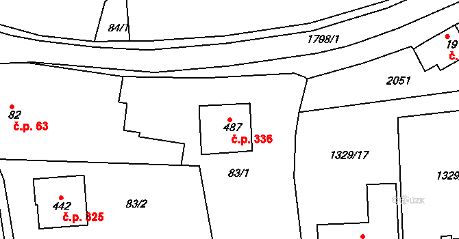 Tečovice 336 na parcele st. 487 v KÚ Tečovice, Katastrální mapa