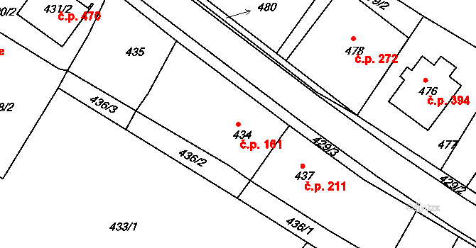Štípa 161, Zlín na parcele st. 434 v KÚ Štípa, Katastrální mapa