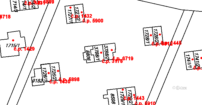 Zlín 3178 na parcele st. 3788/1 v KÚ Zlín, Katastrální mapa