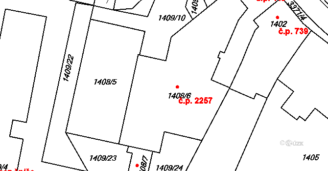 Pelhřimov 42126835 na parcele st. 1408/6 v KÚ Pelhřimov, Katastrální mapa