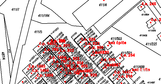 Ráj 824, Karviná na parcele st. 411/62 v KÚ Ráj, Katastrální mapa