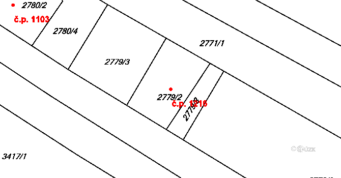 Hlučín 1216 na parcele st. 2779/2 v KÚ Hlučín, Katastrální mapa