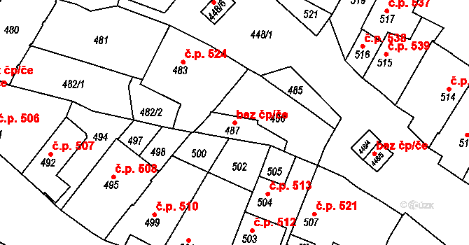 Jemnice 50307835 na parcele st. 487 v KÚ Jemnice, Katastrální mapa