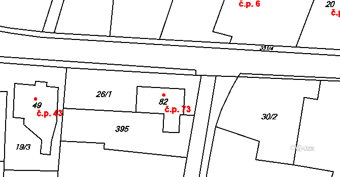 Kladina 73, Sezemice na parcele st. 82 v KÚ Kladina, Katastrální mapa