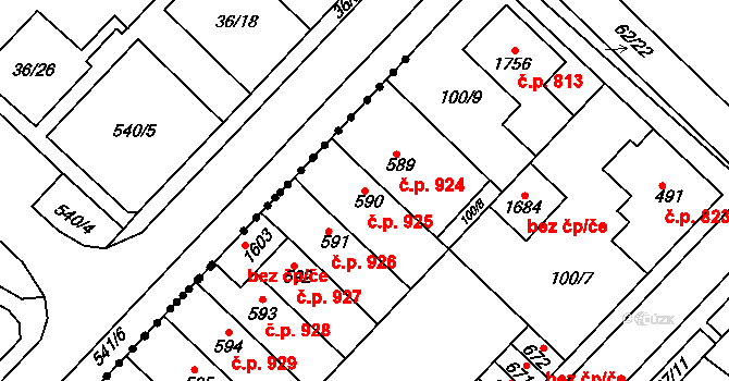 Kralupy nad Vltavou 925 na parcele st. 590 v KÚ Kralupy nad Vltavou, Katastrální mapa