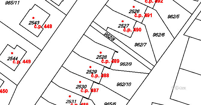 Týnské Předměstí 489, Domažlice na parcele st. 2528 v KÚ Domažlice, Katastrální mapa
