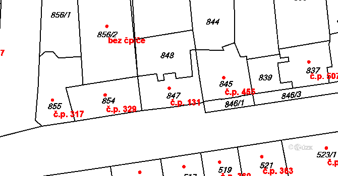 Česká Skalice 131 na parcele st. 847 v KÚ Česká Skalice, Katastrální mapa