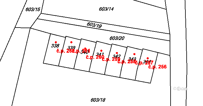 Teplice nad Metují 259 na parcele st. 341 v KÚ Teplice nad Metují, Katastrální mapa