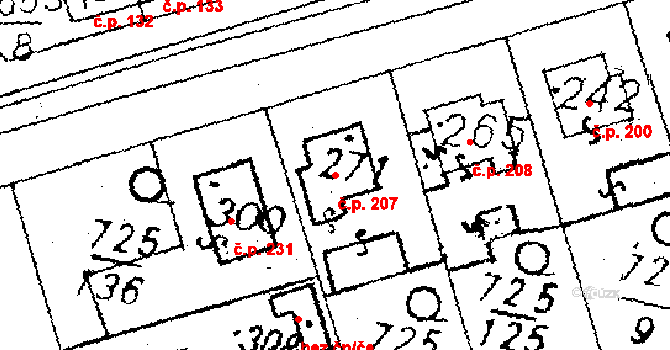 Choltice 207 na parcele st. 271 v KÚ Choltice, Katastrální mapa