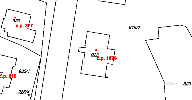 Kopřivnice 1078 na parcele st. 923 v KÚ Kopřivnice, Katastrální mapa