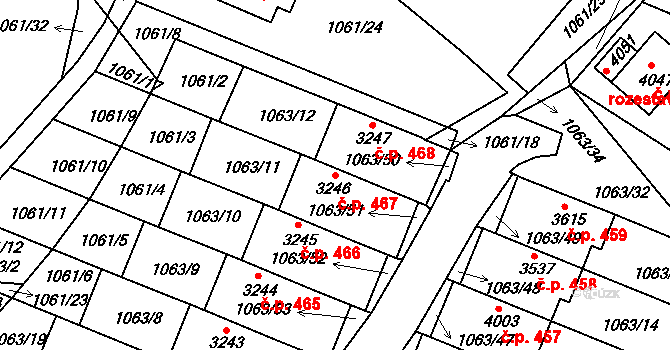 Plešivec 467, Český Krumlov na parcele st. 3246 v KÚ Český Krumlov, Katastrální mapa