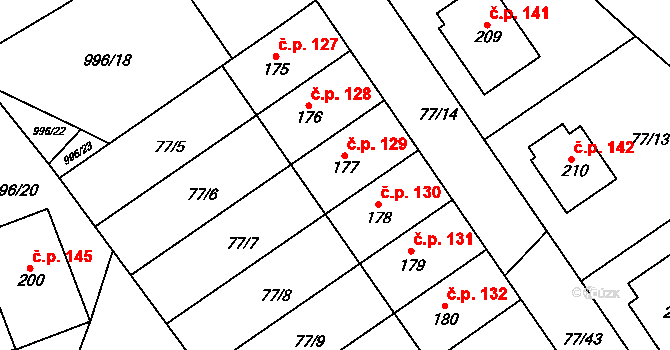 Rynárec 129 na parcele st. 177 v KÚ Rynárec, Katastrální mapa