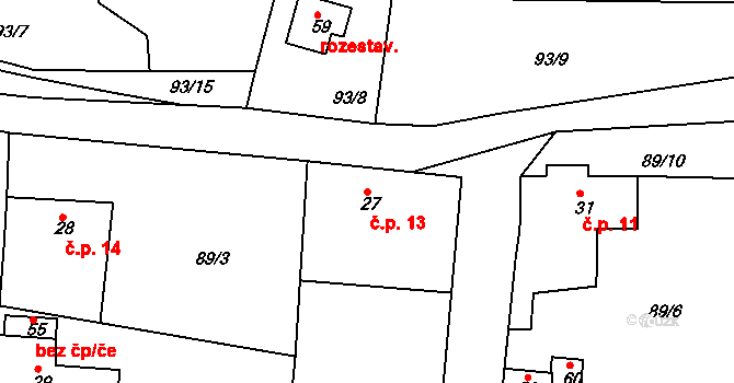Radostovice 13, Světlá nad Sázavou na parcele st. 27 v KÚ Radostovice u Lipničky, Katastrální mapa