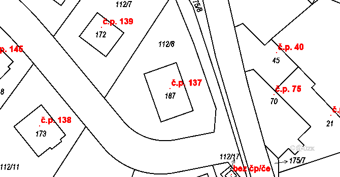 Cerhýnky 137, Cerhenice na parcele st. 187 v KÚ Cerhýnky, Katastrální mapa